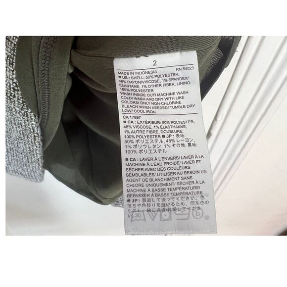 BANANA REPUBLIC DRESS SZ2 DARK GREEN WHITE BOUCLE STRETCH KNIT CAP SLEEVE SHEATH - Picture 9 of 10